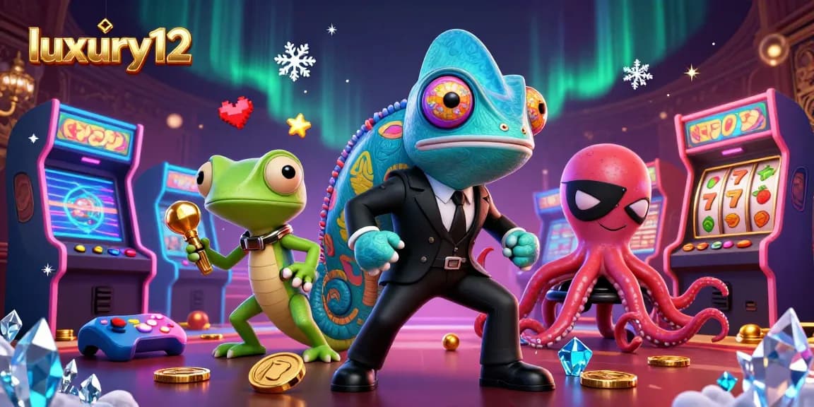 Experience the thrill of luxury12 at a vibrant casino with 3D characters and game elements.