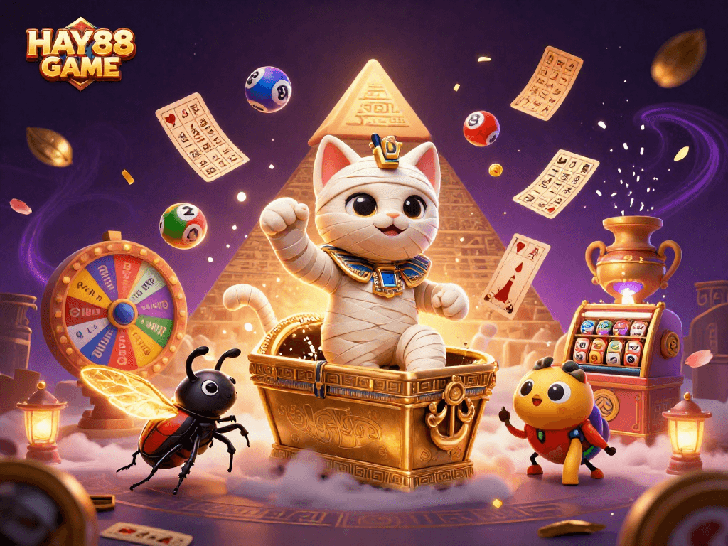 Experience thrilling moments at HAY88 GAME with a vibrant 3D casino illustration featuring exciting lottery elements.