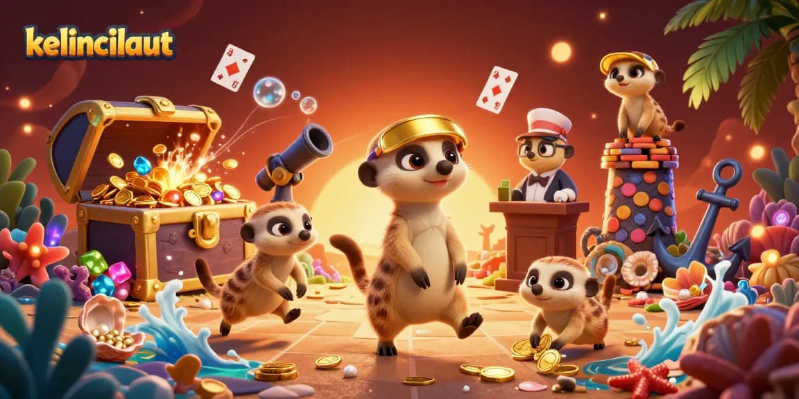 Experience the thrilling kelincilaut casino with meerkats managing colorful games and treasures.