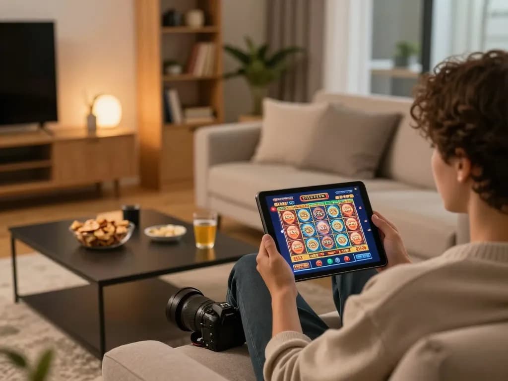 Engaging gameplay on jokerapp123a while enjoying a cozy home environment.