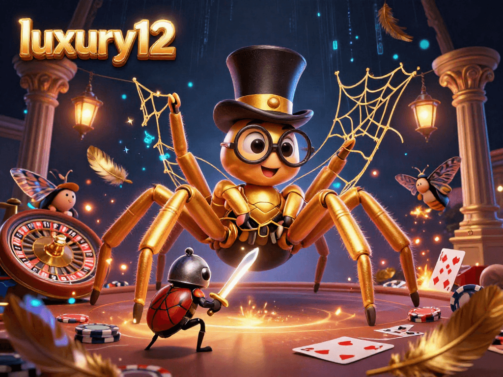 Experience the thrill of luxury12 with a vibrant casino scene featuring animated characters and engaging game elements.