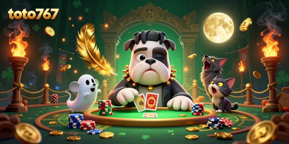 Toto767 menghadirkan pengalaman kasino dengan monster Frankenstein bulldog dan kucing werewolf di meja permainan.