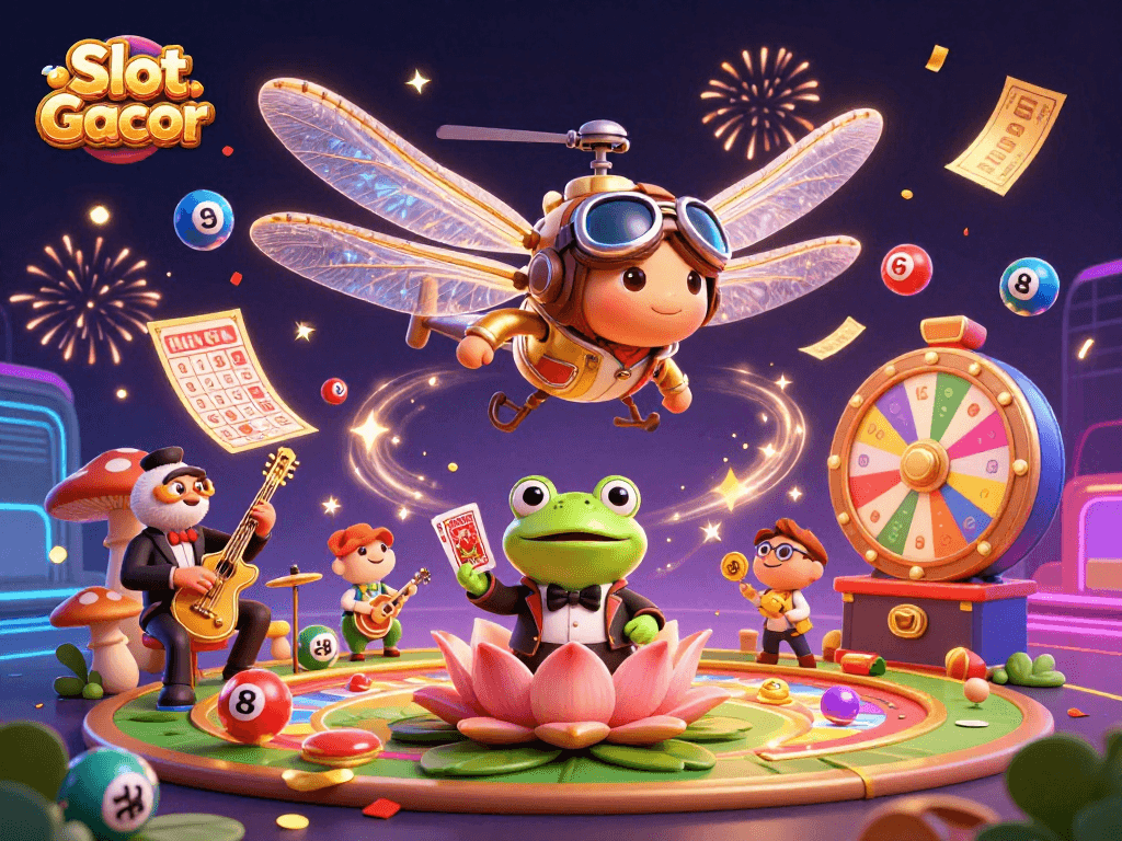 Engage in thrilling Slot Gacor action with vibrant casino visuals and dynamic characters.