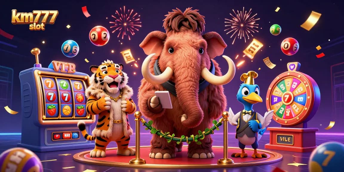 Experience the thrill of km777 slot with VIP characters and dynamic casino elements.