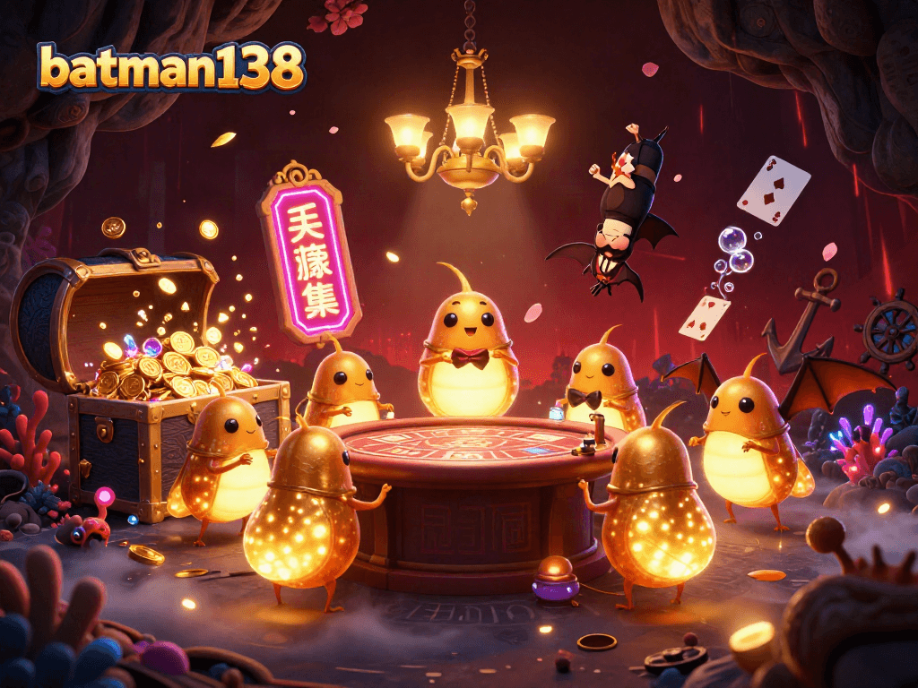Experience the excitement of batman138 at a vibrant casino full of illuminated glowworms, games, and treasures!