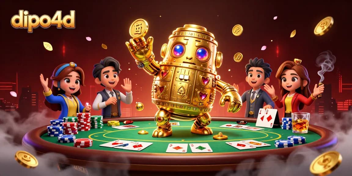 Experience dipo4d in a captivating 3D golden golem casino scene filled with vibrant game elements.