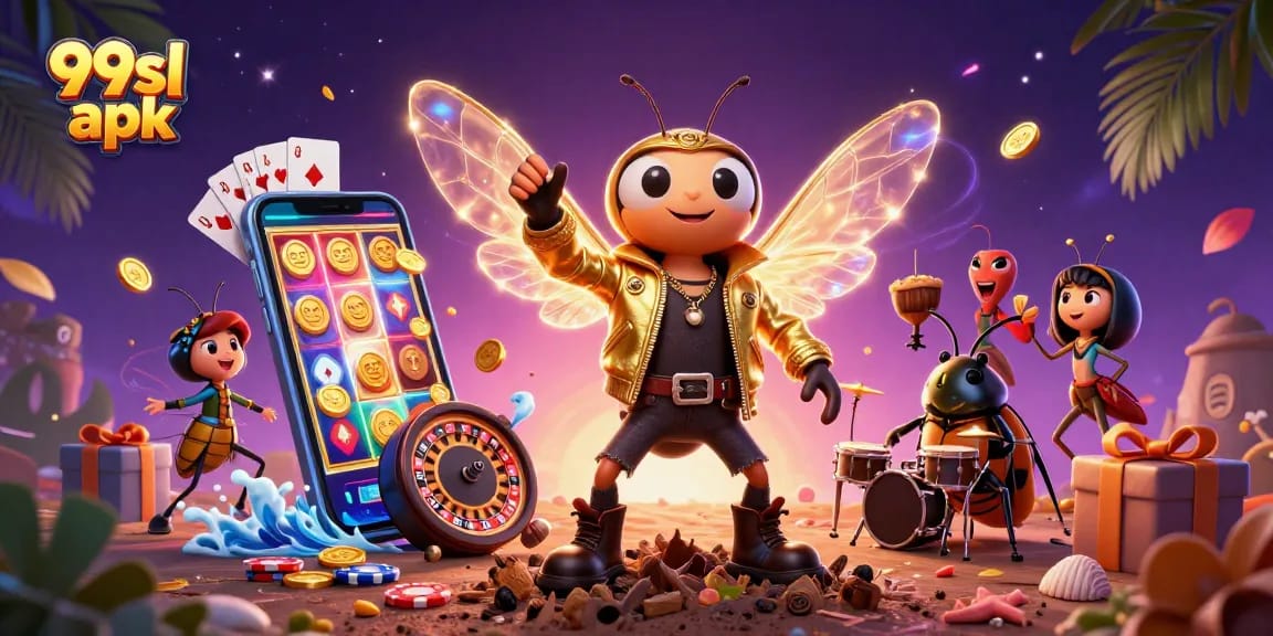 Experience the excitement of 99sl apk with vivid 3D characters celebrating gaming wins.