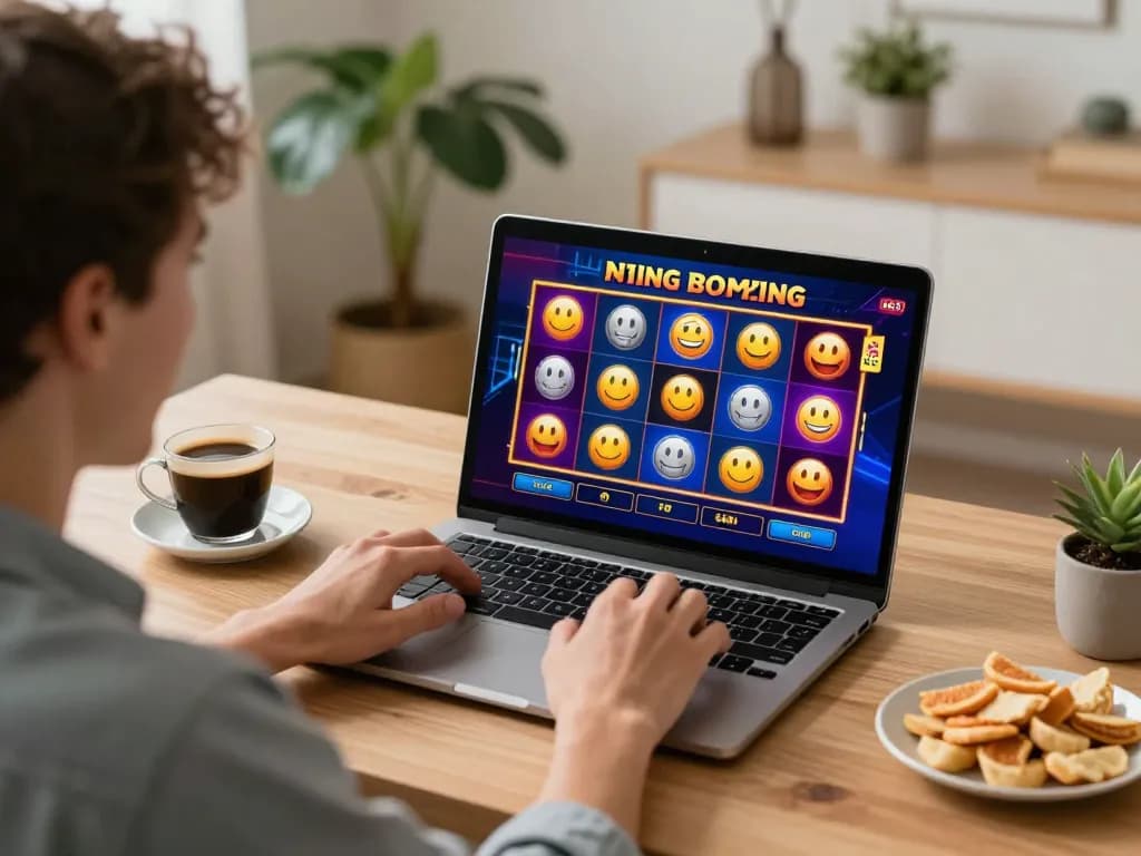 Sesi permainan Pandawin di laptop menunjukkan permainan slot online yang mendebarkan.