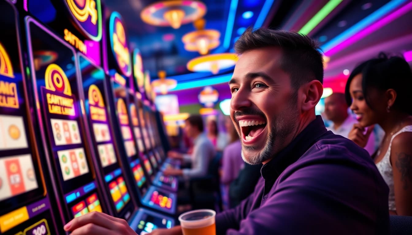 Engaging moment of slot demo olympus gameplay, showcasing excitement and vibrant casino atmosphere.