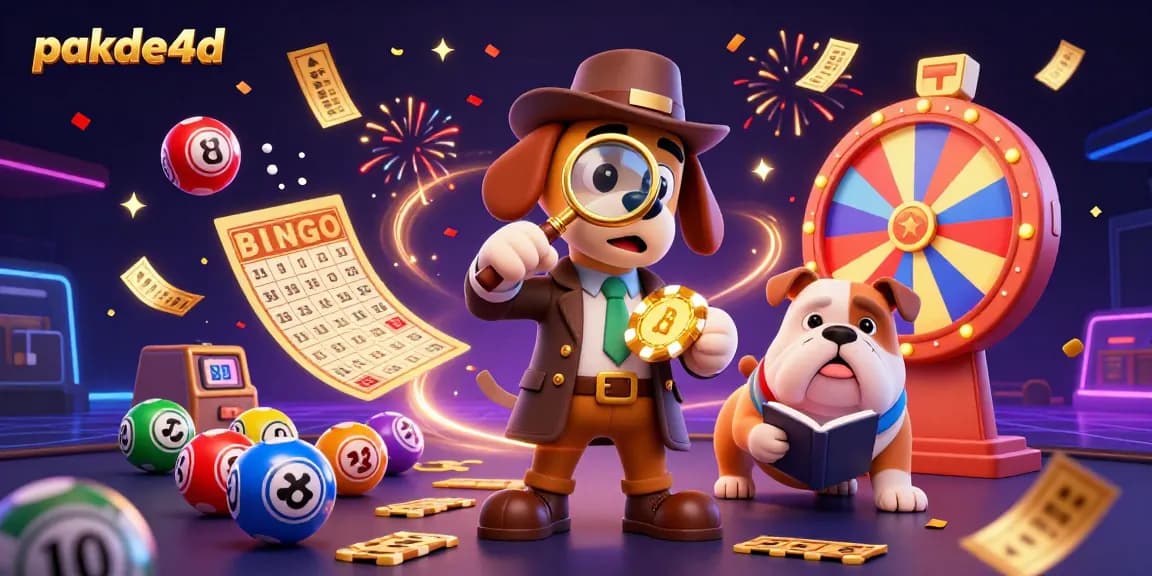 Engage with pakde4d while exploring vibrant casino elements like lottery balls and poker chips.