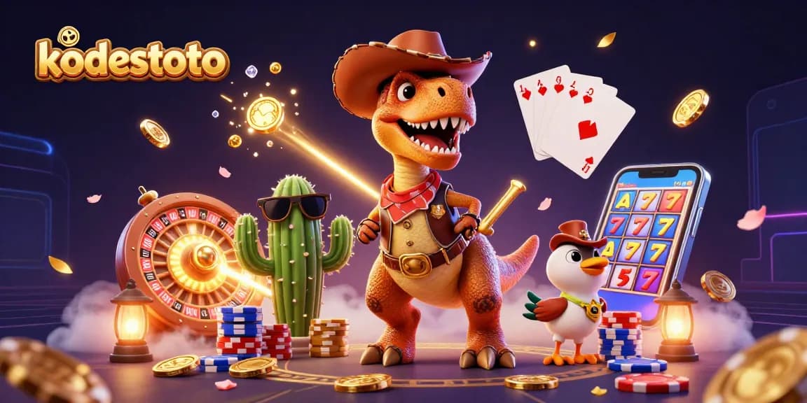 Experience exciting kodestoto gameplay with the dynamic 3D illustration featuring vibrant casino elements.