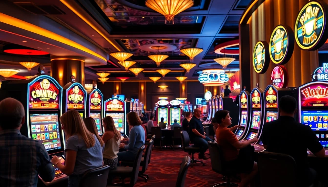 Pemain merasakan keseruan situs slot gacor di kasino trendy dengan mesin slot berwarna-warni.