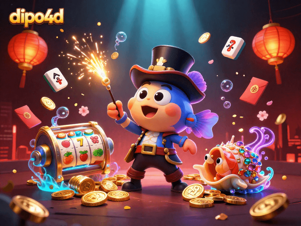 Spin the slots with dipo4d's anglerfish and pirate shrimp in a treasure-filled scene.