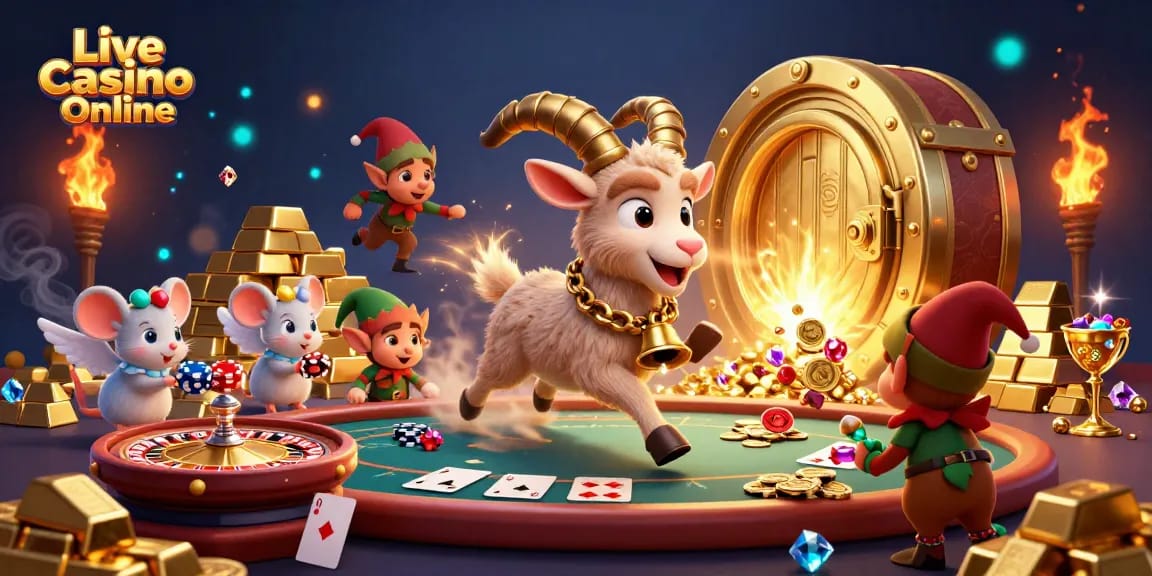 Engage in thrilling Live Casino Online action with vibrant characters in a dynamic casino scene.