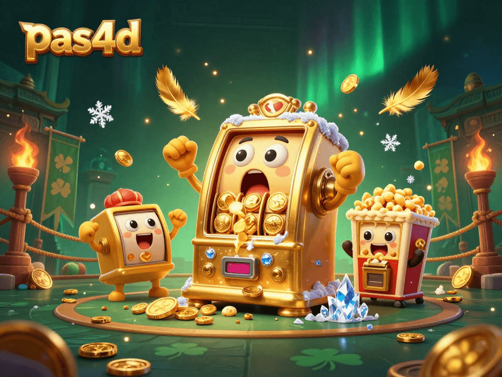 Pas4d menghadirkan mesin slot emas 3D yang mengejutkan dengan jackpot dan koin berceceran, menciptakan pengalaman taruhan yang mengasyikkan.