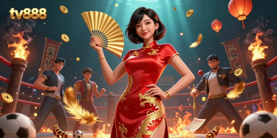 Experience thrilling sports betting action with tv888's dynamic, vibrant illustration showcasing confidence and excitement.