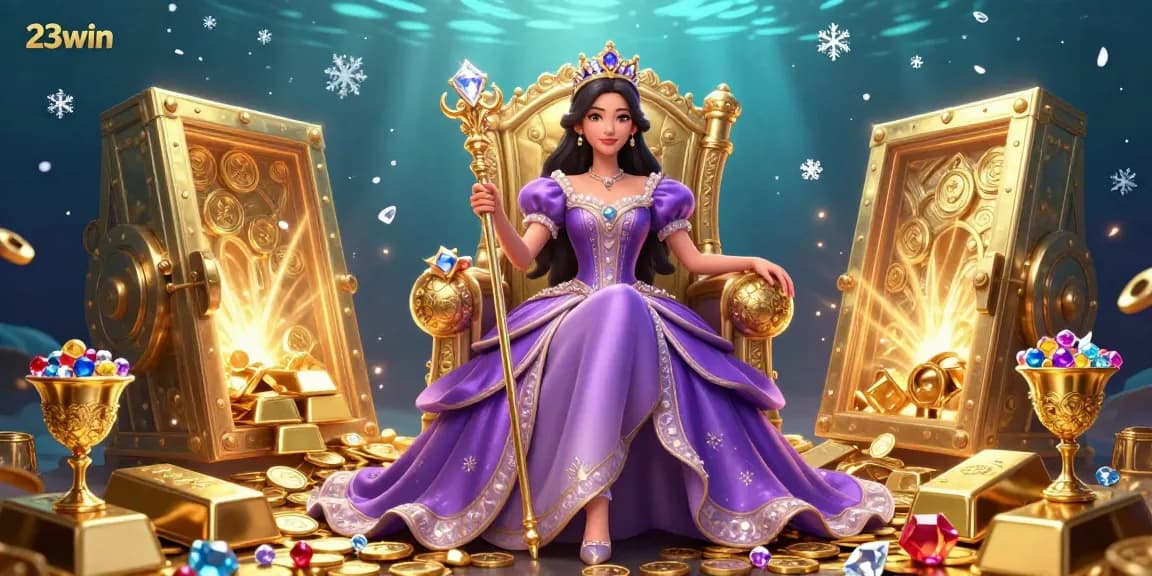 Engage with the exciting 23win jackpot experience featuring stunning treasures and a royal theme.