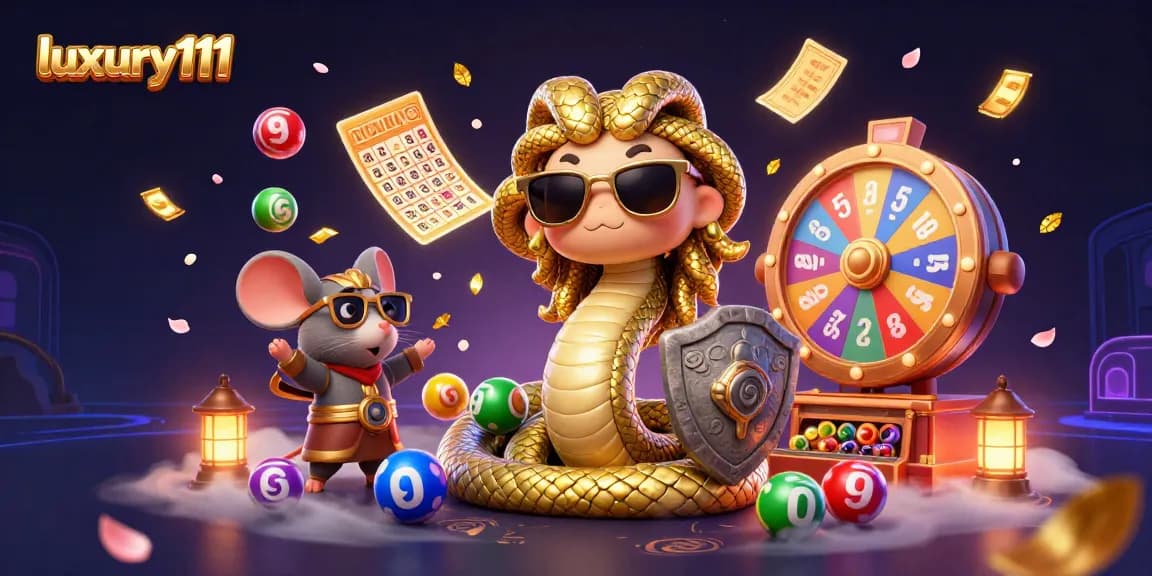 Experience luxury111 with Medusa and a warrior mouse amidst vibrant casino elements.