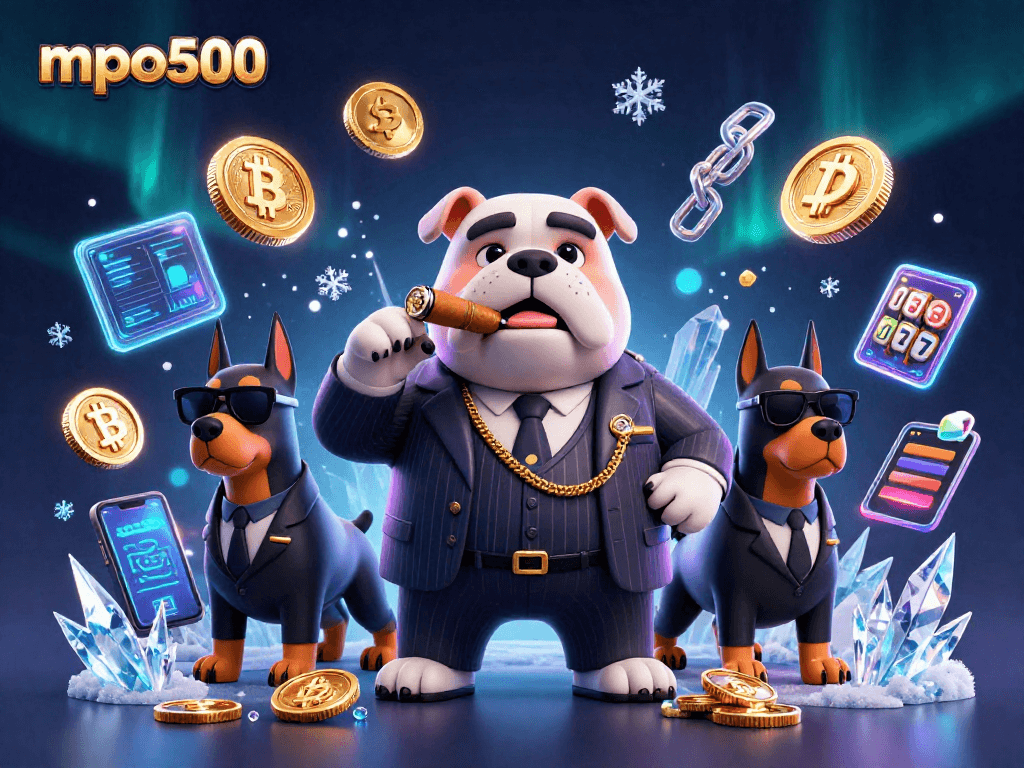 Menggandakan kesenangan bermain dengan mpo500, gambarkan kemewahan kasino dengan karakter bulldog mafia dan Doberma.