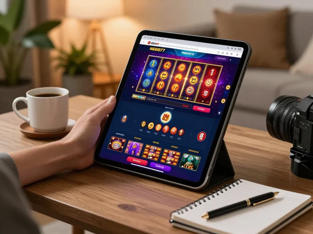 Engaging online gaming experience on NEGO77 platform with colorful slot graphics.