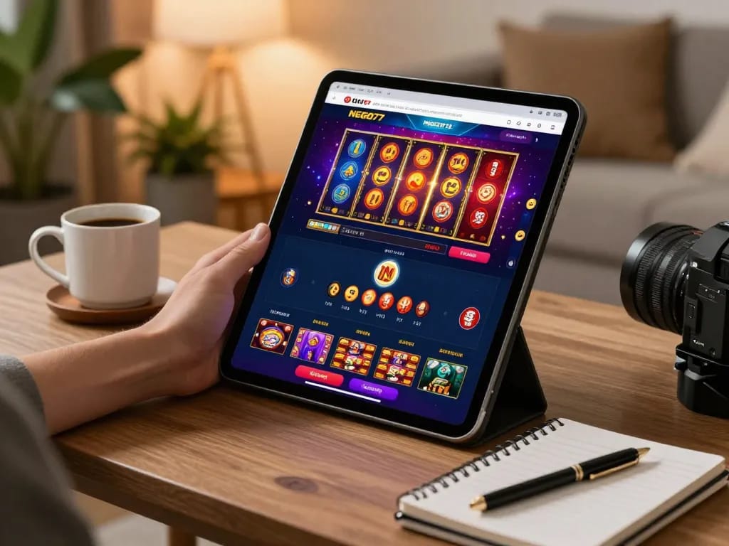 Engaging online gaming experience on NEGO77 platform with colorful slot graphics.