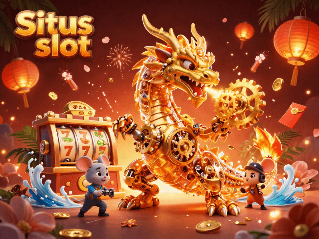 Menyusun Situs slot dengan elemen jackpot dan simbol keberuntungan dalam ilustrasi digital yang memukau.