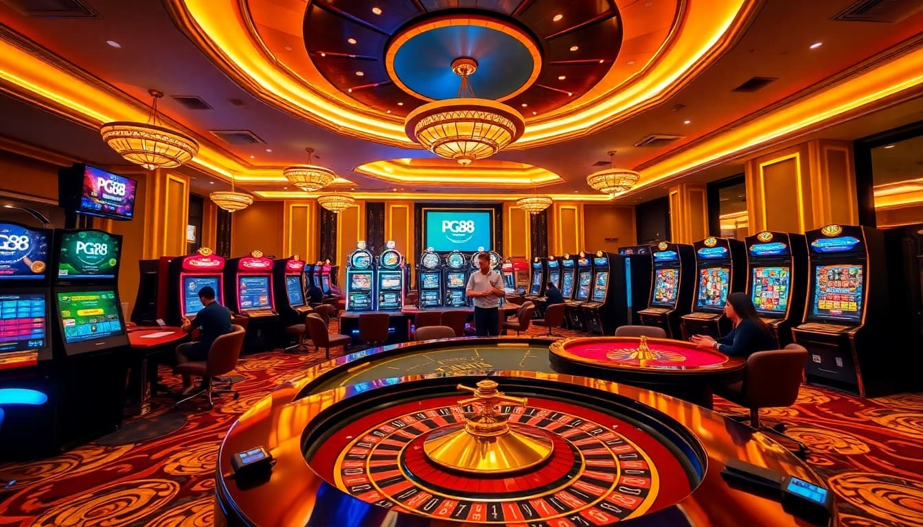 PG88 users enjoying exciting gambling experiences with modern casino elements.