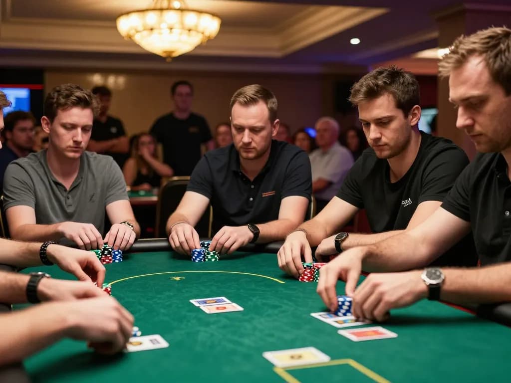 LGO99 players engaging in intense poker gameplay at an upscale casino table