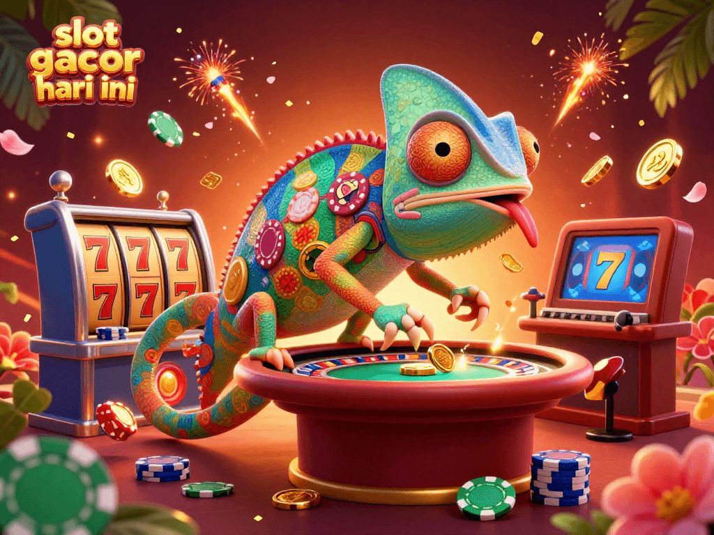Menangkan jackpot dengan slot gacor hari ini, chameleon pemilik kasino menangkap koin emas!