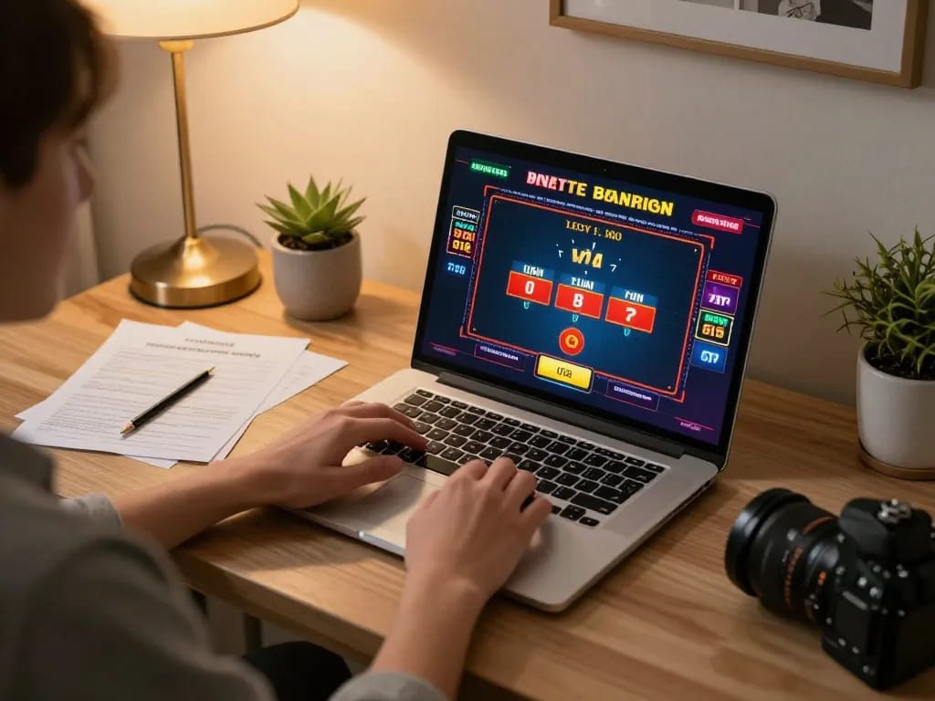 Bermain di rumah dengan tautan m88 menggunakan laptop untuk permainan kasino yang menarik.