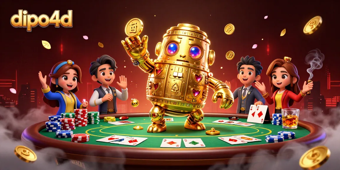 Experience dipo4d in a captivating 3D golden golem casino scene filled with vibrant game elements.