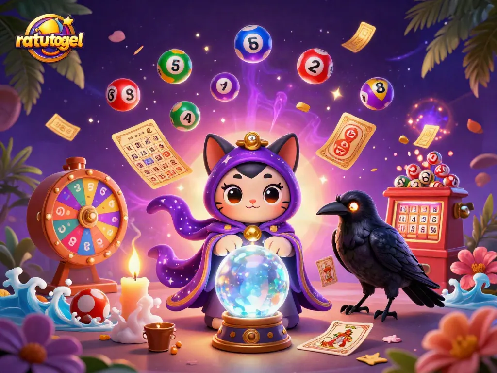 Play ratutogel with dynamic lottery elements and enchanting characters in a vibrant casino scene.
