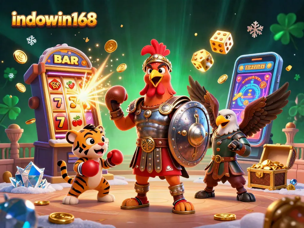 Experience excitement with indowin168, a colorful casino scene featuring interactive gaming elements.