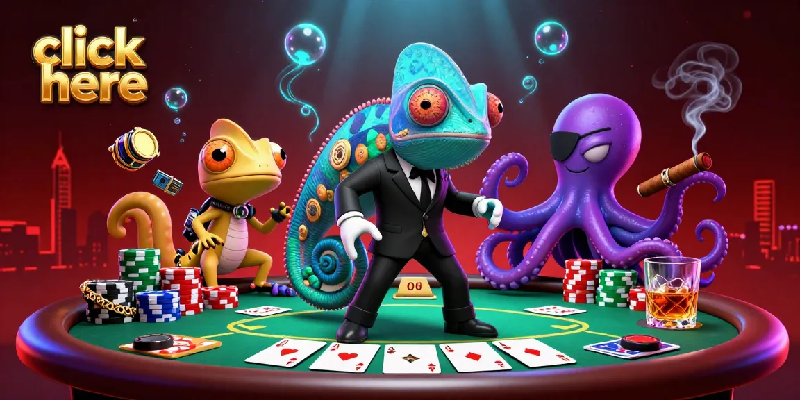 Click here to join the vibrant poker showdown with colorful chips and animated characters.