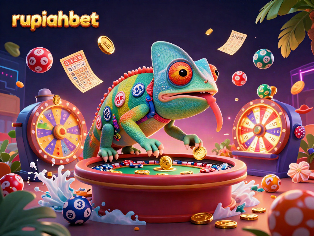 Experience the excitement of rupiahbet with a vibrant casino scene filled with dynamic elements.