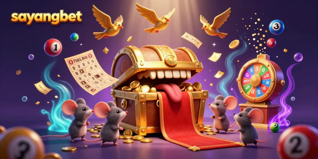 Engage with sayangbet's lottery excitement featuring dynamic colorful elements and thrilling game visuals.