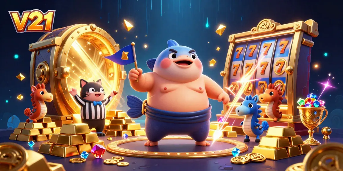Mengakses v21 dengan keberuntungan besar di slot, ditampilkan dalam ilustrasi 3D