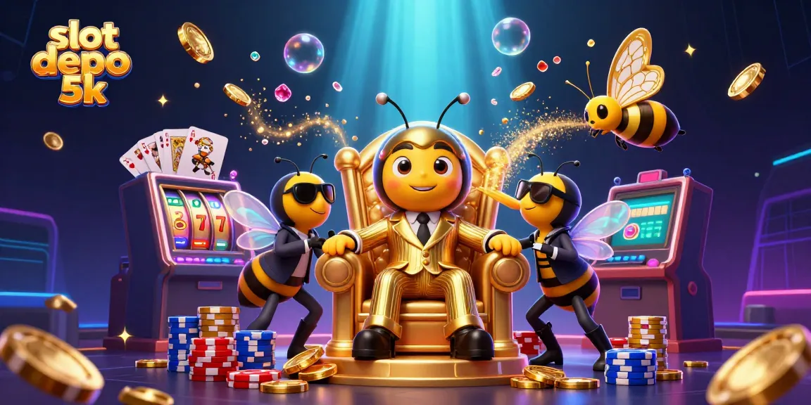 Spin on exciting slot depo 5k reels with a bee mob boss, gold coins, and jackpot symbols.