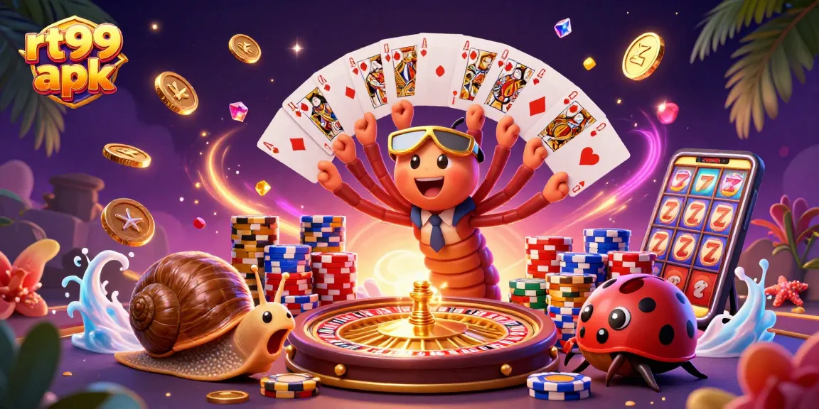 Experience the excitement of rt99 apk with vibrant 3D casino characters and action-packed gambling elements.