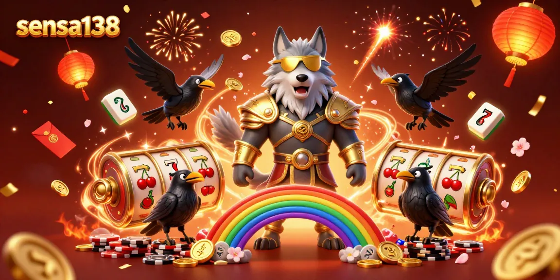 Engage with slots and casino fun featuring sensa138 in a vibrant 3D scene.