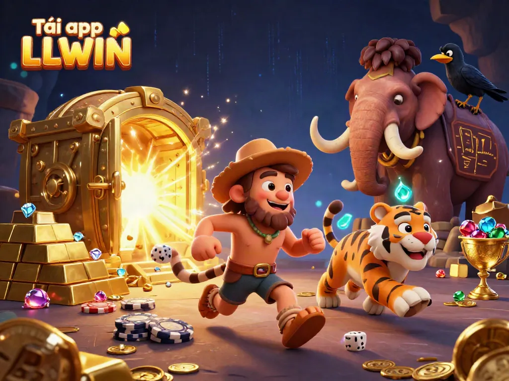 Experience the thrill of Tải app LLWIN as you glimpse a vibrant 3D casino scene.