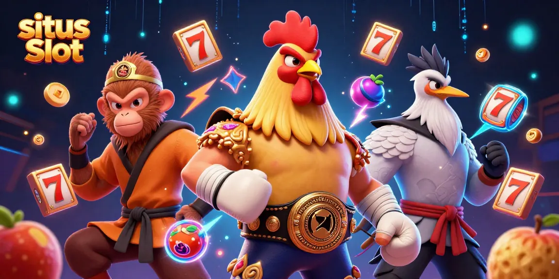 Experience thrilling gameplay with the vibrant situs Slot illustration of characters and dynamic slot elements.
