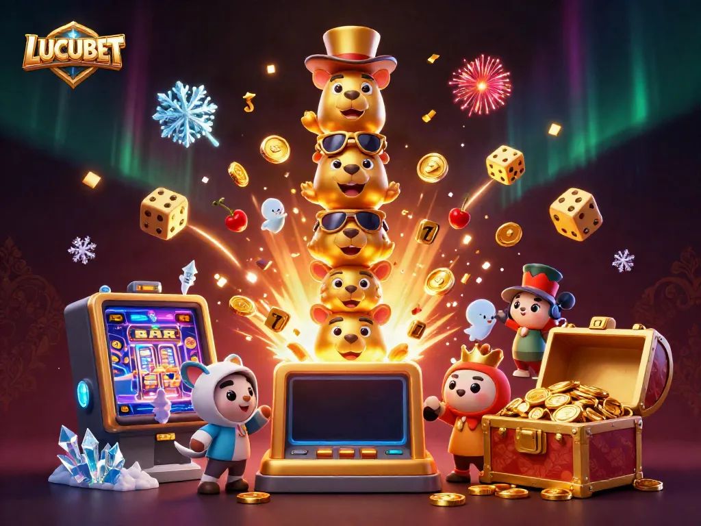 Experience thrilling gameplay with LUCUBET's enchanting 3D casino illustration featuring captivating symbols and vibrant effects.