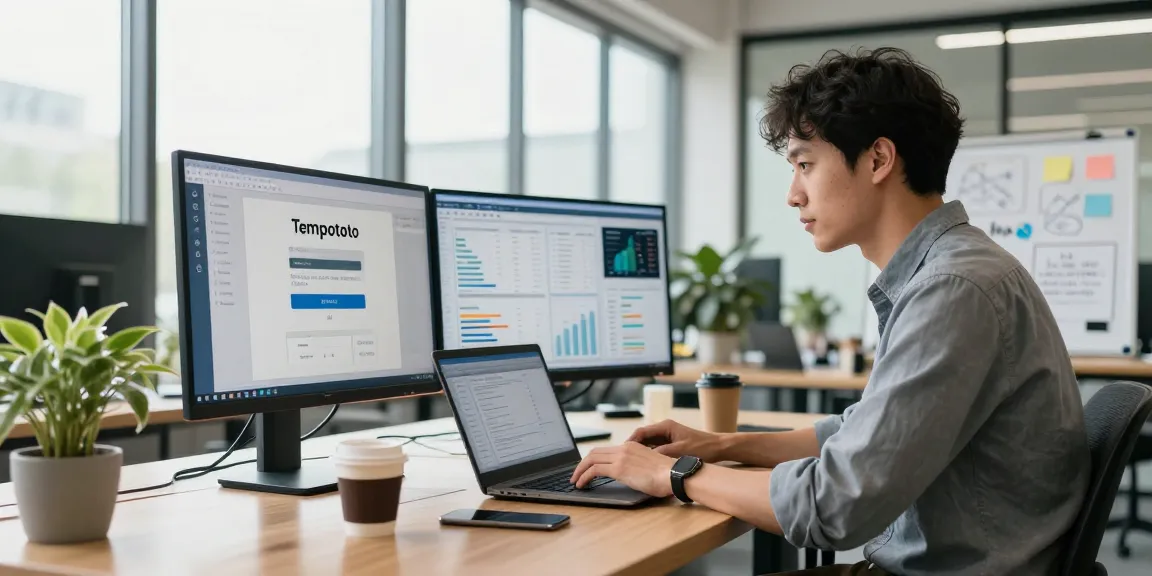 Professional analyzing data for tempototo login solutions in a modern office.