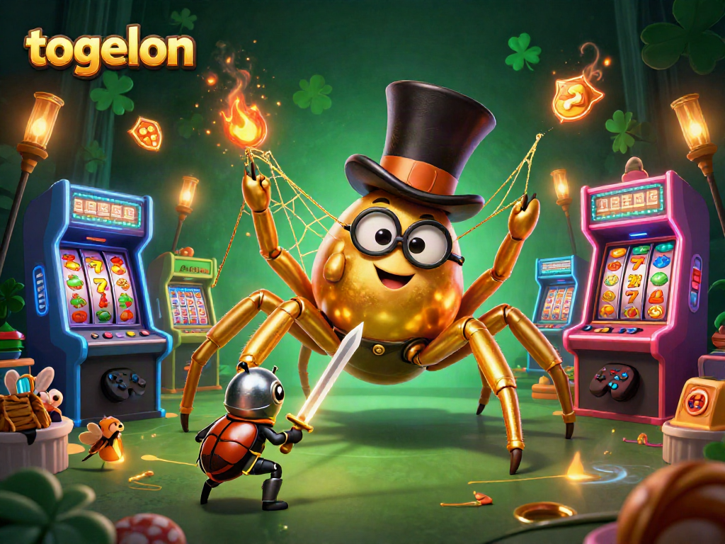 Engage with togelon’s casino adventure featuring a golden tarantula weaving threads of luck and a brave beetle knight.