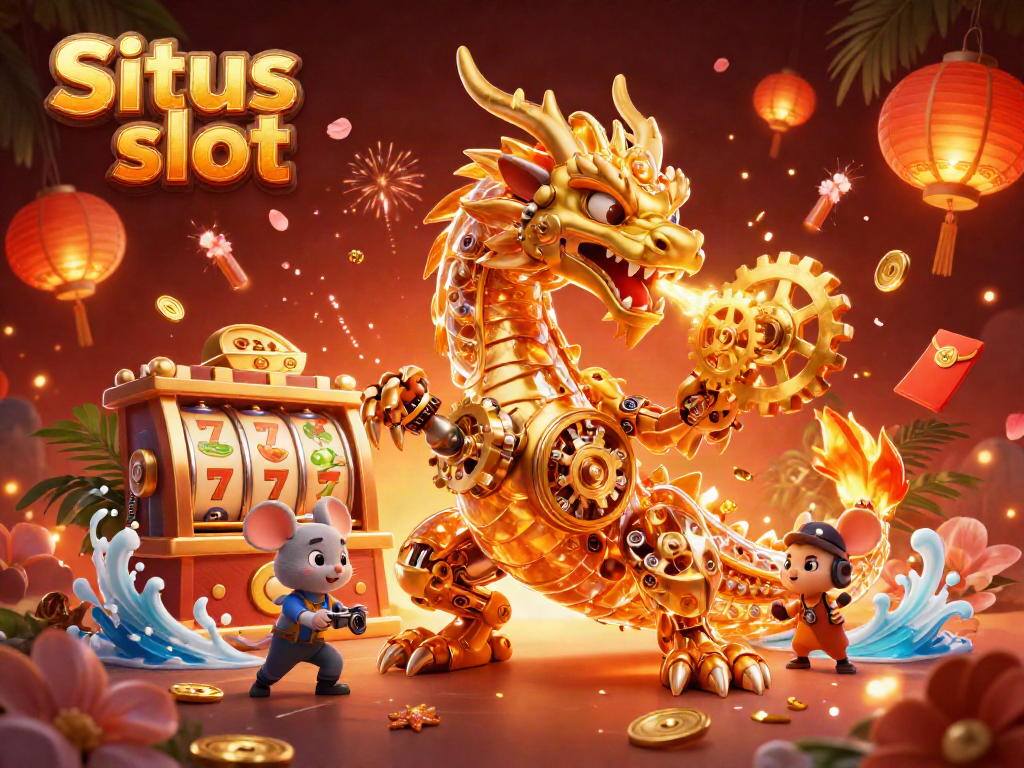 Menyusun Situs slot dengan elemen jackpot dan simbol keberuntungan dalam ilustrasi digital yang memukau.