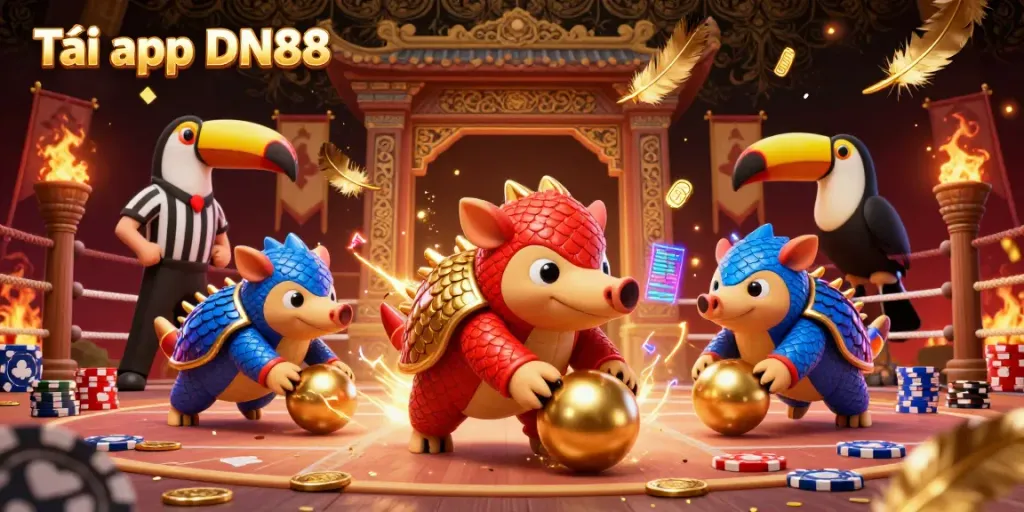 Experience Tải app DN88 with vibrant pangolins competing in a dynamic casino scene.