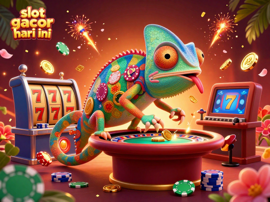 Menangkan jackpot dengan slot gacor hari ini, chameleon pemilik kasino menangkap koin emas!