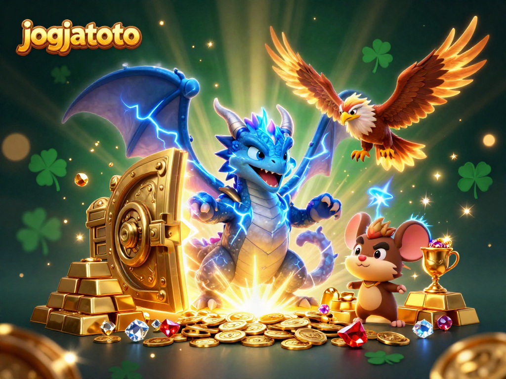 Experience the excitement of jogjatoto with a vibrant 3D casino scene featuring mystical characters.