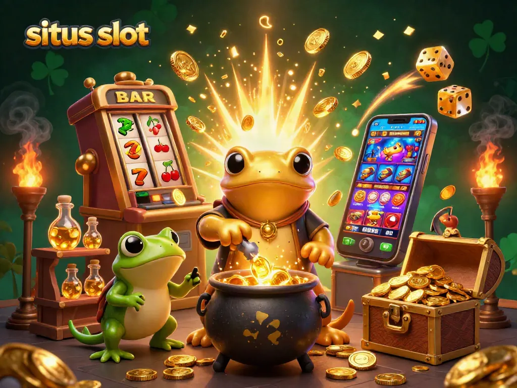 Situs slot terpopuler dengan jackpot maxwin, menampilkan karakter lucu di lingkungan permainan.